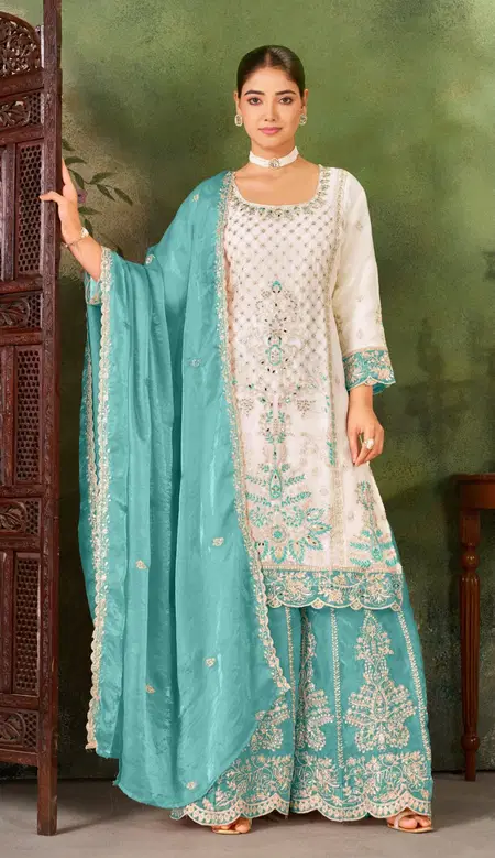 Khas 4518 A To D Fandy Silk Wholesale Readymade Pakistani Plazzo Suits In India
